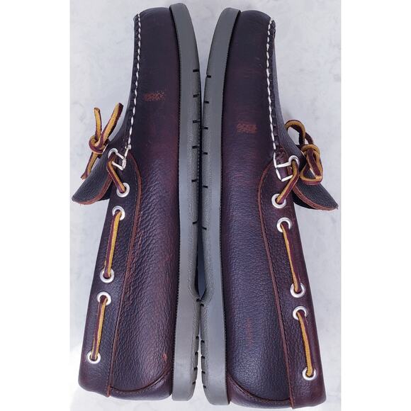 L.L. BEAN Brown Peebled Leather Boat Shoes Men's Size 8.5 D in EUC - Picture 9 of 16